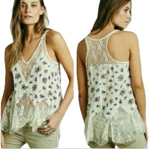 Free People Floral Lace Inset Cami